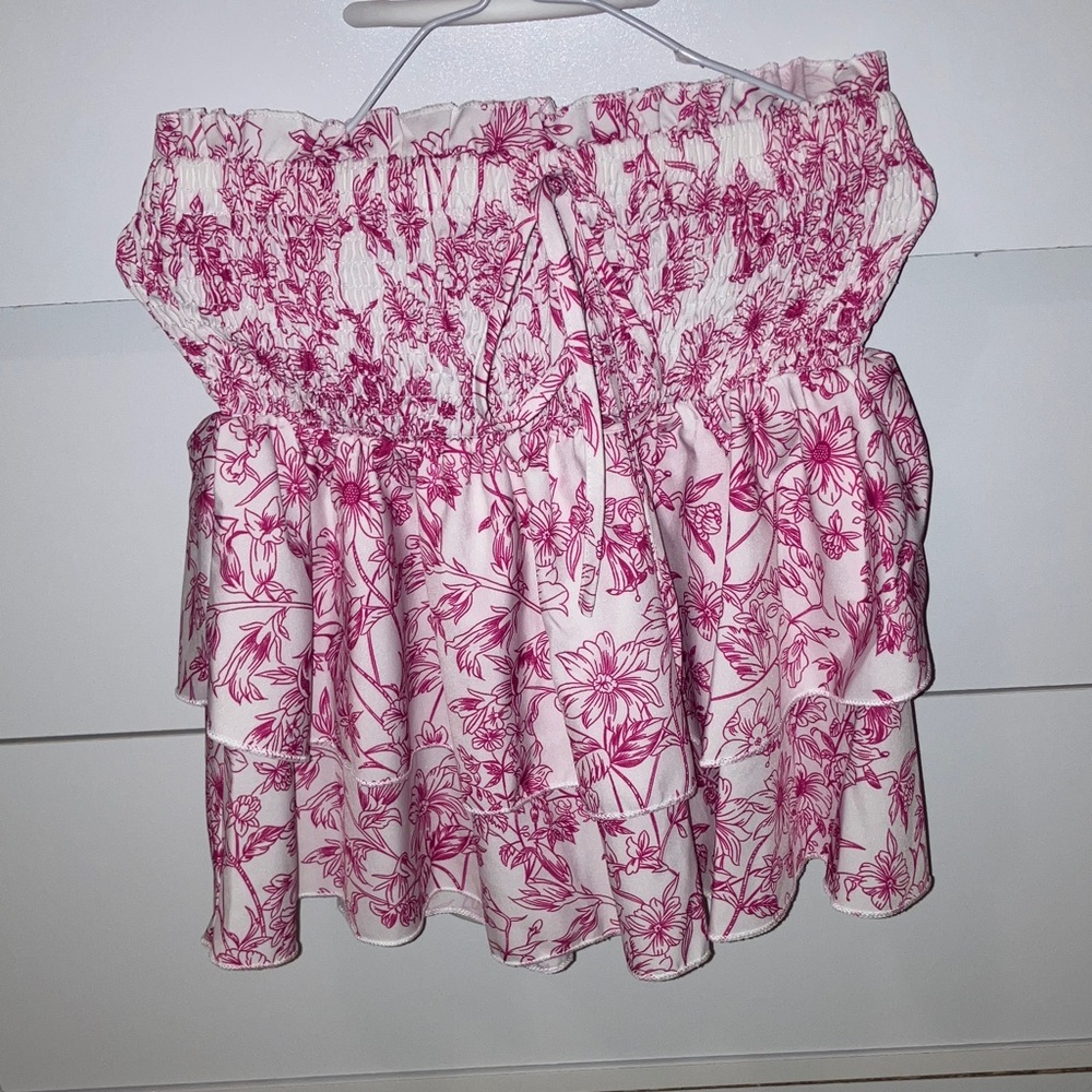 SHEIN Pink Floral Smocked Blouse